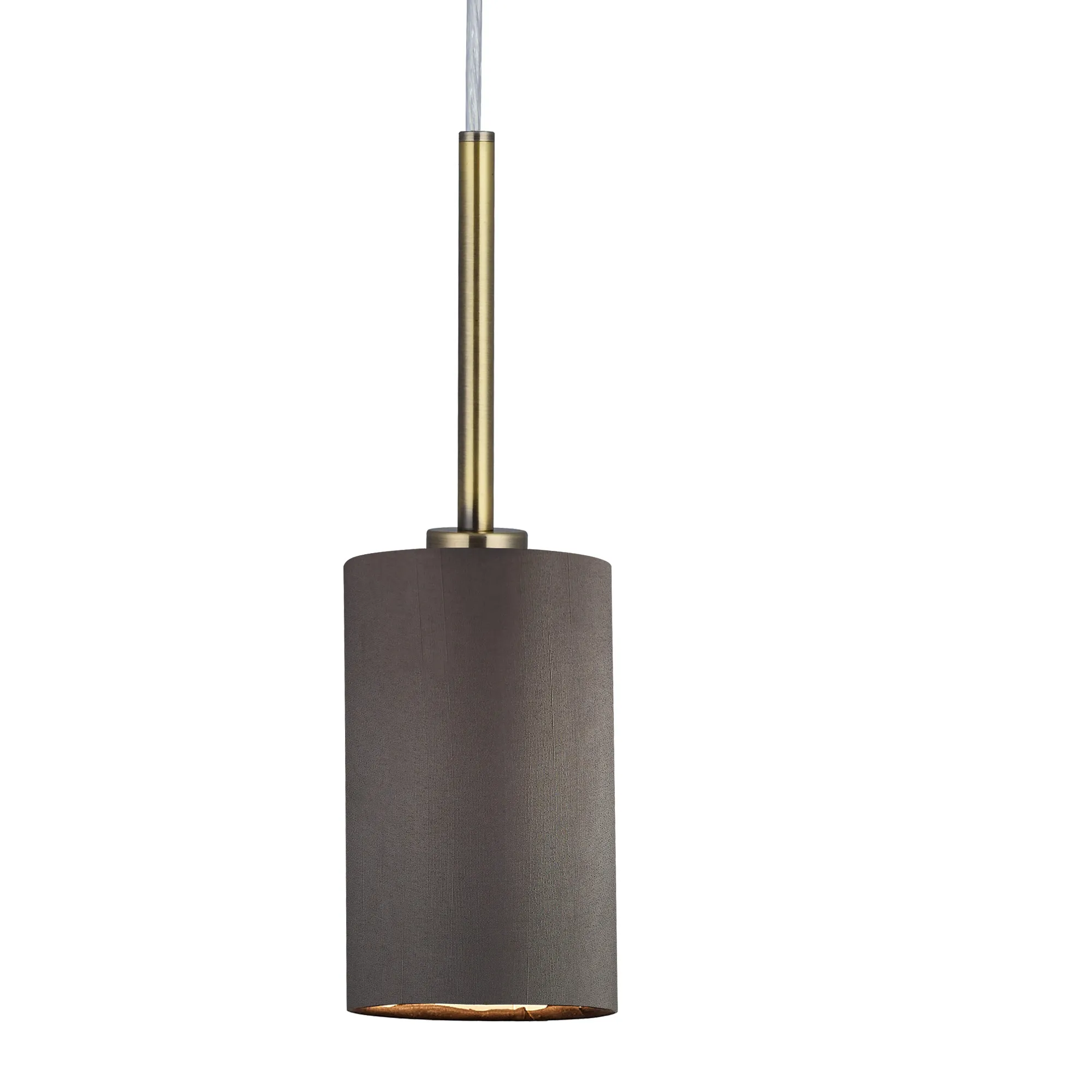 Baymont 12cm Shade 3 Light Pendant Antique Brass, Grey/White DK0774  Deco Baymont AB GR